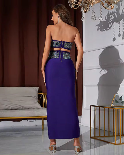 Conjunto de 2 pcs de baile sem alças morpaka com strass