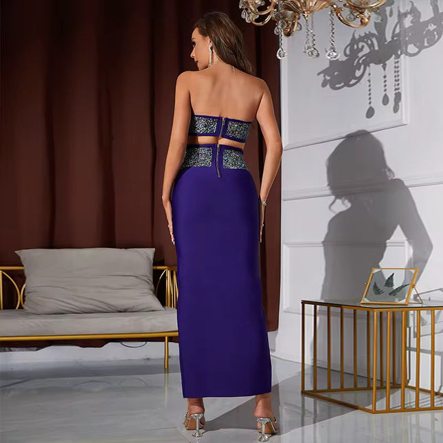 Conjunto de 2 pcs de baile sem alças morpaka com strass