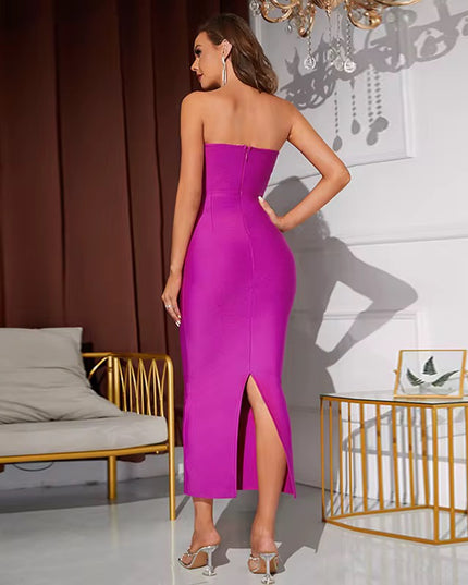 Vestido Anna sem alças com laço e faixa