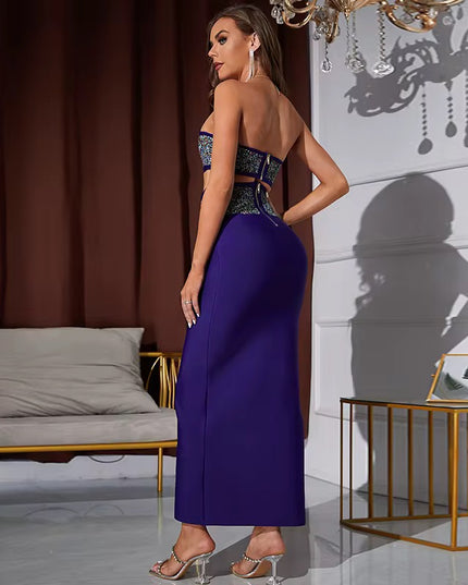 Conjunto de 2 pcs de baile sem alças morpaka com strass