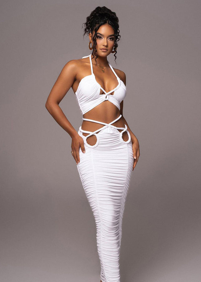 Conjunto longo Bandage com decote halter