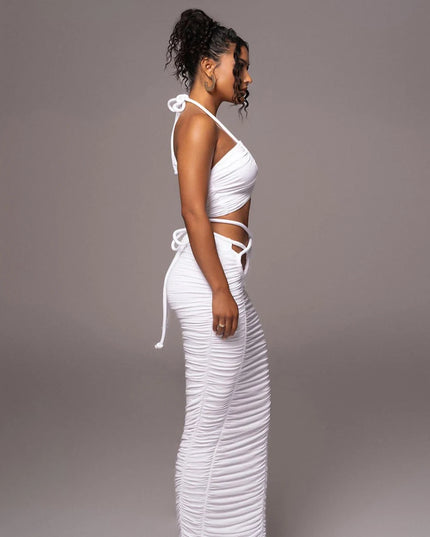Conjunto longo Bandage com decote halter