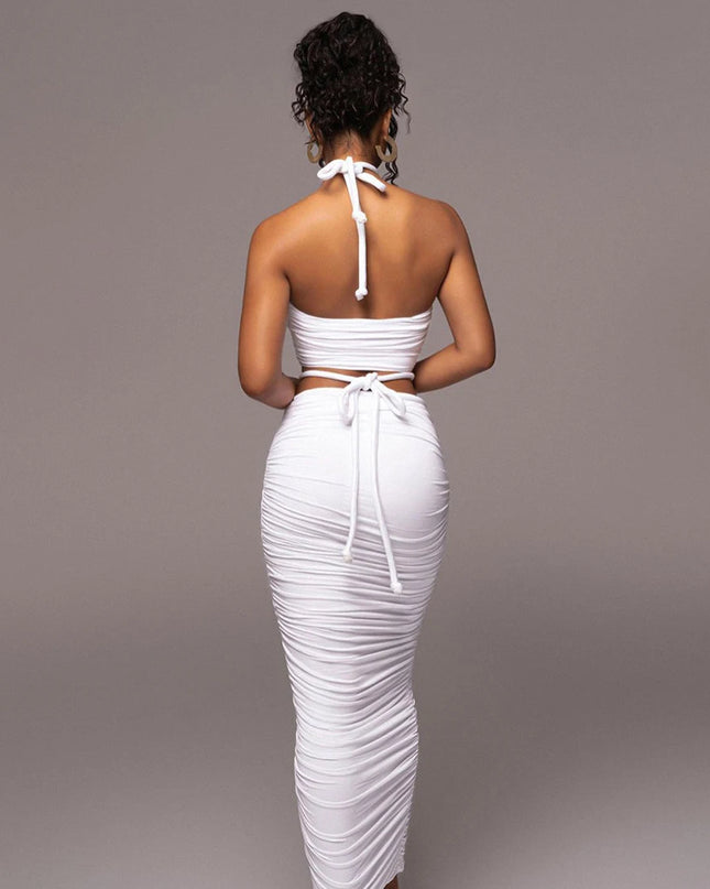 Conjunto longo Bandage com decote halter